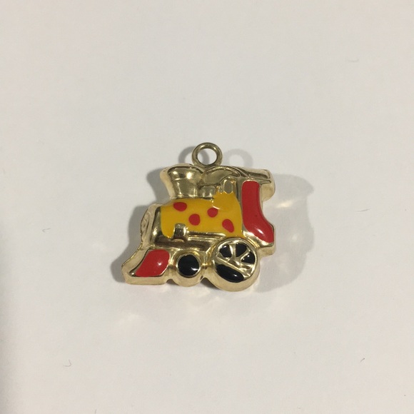 14k Yellow Gold Puffed Train 🚂 Charm With Enamel